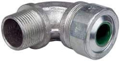 Cooper Crouse-Hinds - 0.45 to 0.56" Cable Capacity, Liquidtight, Elbow Strain Relief Cord Grip - 3/4 NPT Thread, 2-5/16" Long, Malleable Iron - All Tool & Supply