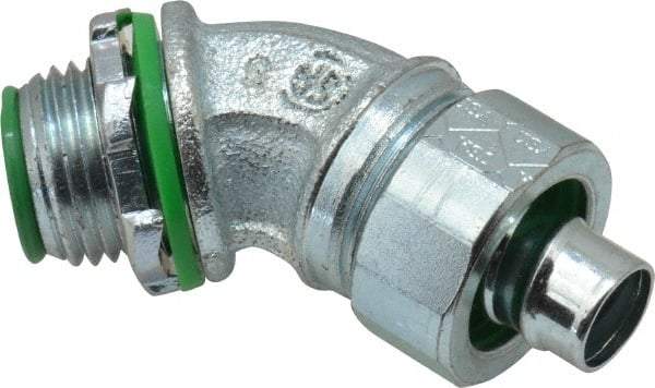 Cooper Crouse-Hinds - 3/8" Trade, Malleable Iron Threaded Angled Liquidtight Conduit Connector - Insulated - All Tool & Supply