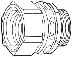 Cooper Crouse-Hinds - 0.55 to 0.65" Cable Capacity, Liquidtight, Straight Strain Relief Cord Grip - 1 NPT Thread, 1-3/4" Long, Steel - All Tool & Supply