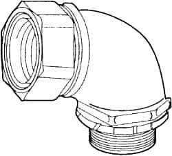 Cooper Crouse-Hinds - 1" Trade, Malleable Iron Threaded Angled Liquidtight Conduit Connector - Noninsulated - All Tool & Supply