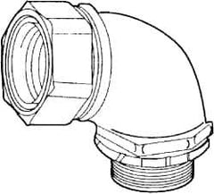 Cooper Crouse-Hinds - 1" Trade, Malleable Iron Threaded Angled Liquidtight Conduit Connector - Noninsulated - All Tool & Supply