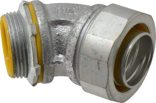 Cooper Crouse-Hinds - 1-1/4" Trade, Malleable Iron Threaded Angled Liquidtight Conduit Connector - Insulated - All Tool & Supply