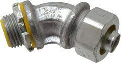 Cooper Crouse-Hinds - 3/8" Trade, Malleable Iron Threaded Angled Liquidtight Conduit Connector - Insulated - All Tool & Supply