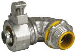 Cooper Crouse-Hinds - 3/8" Trade, Malleable Iron Threaded Angled Liquidtight Conduit Connector - Insulated - All Tool & Supply