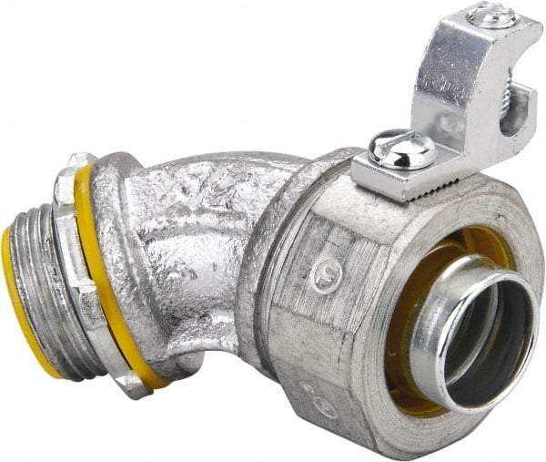 Cooper Crouse-Hinds - 3/4" Trade, Malleable Iron Threaded Angled Liquidtight Conduit Connector - Insulated - All Tool & Supply