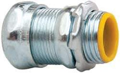 Cooper Crouse-Hinds - 1/2" Trade, Steel Compression Straight EMT Conduit Connector - Insulated - All Tool & Supply