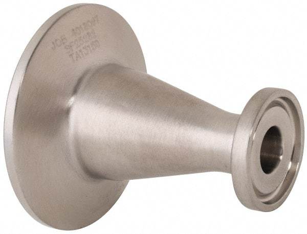 VNE - 1 x 1/2", Clamp Style, Sanitary Stainless Steel Pipe Concentric Reducer - Tube OD Connection, Grade 316/316L - All Tool & Supply