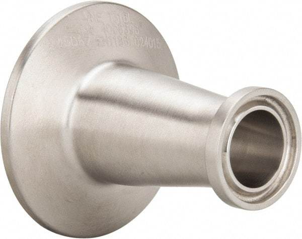 VNE - 1 x 3/4", Clamp Style, Sanitary Stainless Steel Pipe Concentric Reducer - Tube OD Connection, Grade 316/316L - All Tool & Supply