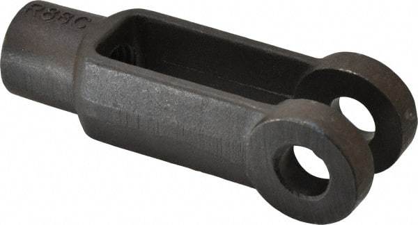 Jergens - 3/4-10 Thread, 1-1/2" Yoke Width, Carbon Steel, Tapped Yoke - 5/8" Hole Diam, 2-3/4" Hole Center to Neck, 1-3/8" Yoke Arm Height, 1-1/8" Neck Diam, 1-1/4" Neck Length, 4" OAL - All Tool & Supply