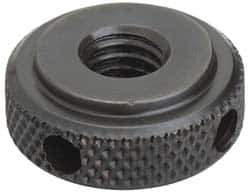 Jergens - 5/8-11" UNC Thread, Black Oxide Finish, Steel Round Knurled High Torque Check Nut - 7/16" Overall Height, 1-3/8" Head Diam, 1-1/8" Base Diam - All Tool & Supply