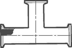 VNE - 3", Clamp Style, Sanitary Stainless Steel Pipe Tee - Tube OD Connection, Grade 316/316L - All Tool & Supply