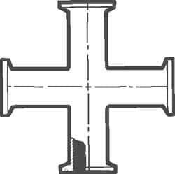 VNE - 4", Clamp Style, Sanitary Stainless Steel Pipe Cross - Tube OD Connection, Grade 316/316L - All Tool & Supply