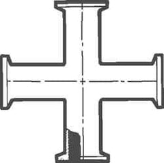 VNE - 1", Clamp Style, Sanitary Stainless Steel Pipe Cross - Tube OD Connection, Grade 316/316L - All Tool & Supply