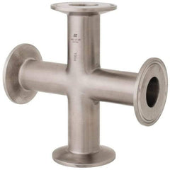 VNE - 1", Clamp Style, Sanitary Stainless Steel Pipe Cross - Tube OD Connection, Grade 304 - All Tool & Supply