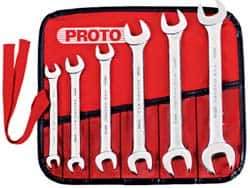 Proto - 6 Piece, 8mm x 9mm to 18mm x 19mm, Open End Wrench Set - Metric Measurement Standard, Satin Finish, Comes in Nylon Roll - All Tool & Supply