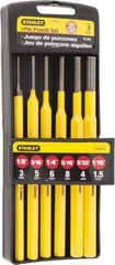 Stanley - 6 Piece, 1/16 to 5/16", Pin Punch Set - Hex Shank, Comes in Plastic Case - All Tool & Supply