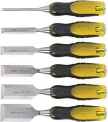 Stanley - 6 Piece Wood Chisel Set - 9" OAL, Bi-Material, Sizes Included 1/4 to 1-1/2" - All Tool & Supply