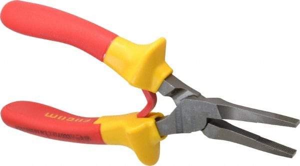 Facom - 6-19/32" OAL, 1-13/16" Jaw Length x 11/32" Jaw Width, Long Nose Insulated Pliers - Serrated Jaw, Flat Nose Head, Cushion Grip Handles - All Tool & Supply