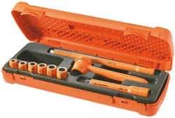 Facom - 9 Piece 3/8" Drive Socket Set - 12 Points, 8mm to 14mm Range, Metric Measurement Standard - All Tool & Supply