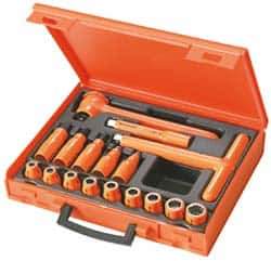 Facom - 17 Piece 1/2" Drive Socket Set - 12 Points, 8mm to 19mm Range, Metric Measurement Standard - All Tool & Supply