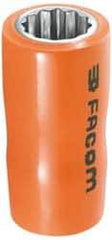 Facom - 3/8" Drive, Deep Hand Socket - 12 Points, 3" OAL, Alloy Steel - All Tool & Supply