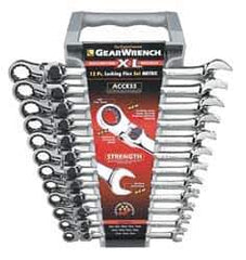 GearWrench - 12 Piece, 8 to 19mm, Combination Wrench Set - Metric System of Measurement, Chrome Finish, Comes in Tray - All Tool & Supply