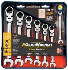 GearWrench - 7 Piece, 10mm to 19mm, Ratcheting Combination Wrench Set - Metric Measurement Standard, Chrome Finish, Comes in Tray - All Tool & Supply