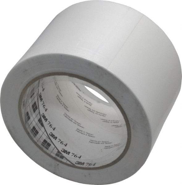 3M - White Solid Color Vinyl Tape - 3" Wide x 108' Long x 0.005" Thick, General Traffic - All Tool & Supply