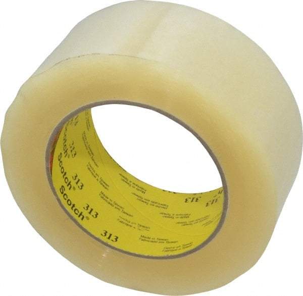 3M - 2" x 110 Yd Clear Acrylic Adhesive Sealing Tape - Polypropylene Film Backing, 2.55 mil Thick, 56 Lb Tensile Strength, Series 313 - All Tool & Supply