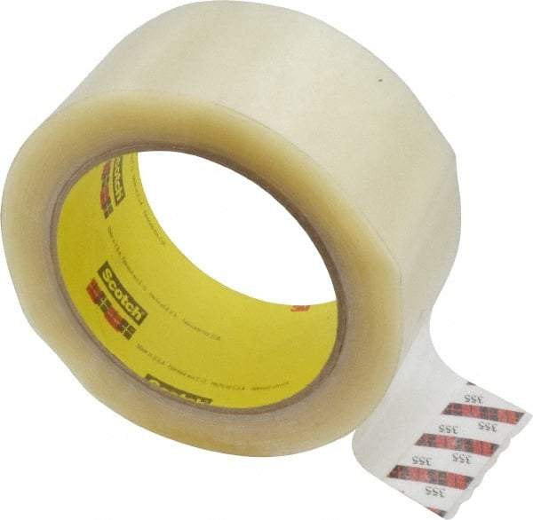 3M - 2" x 55 Yd Clear Rubber Adhesive Sealing Tape - Polyester Film Backing, 3.43 mil Thick, 69 Lb Tensile Strength, Series 355 - All Tool & Supply