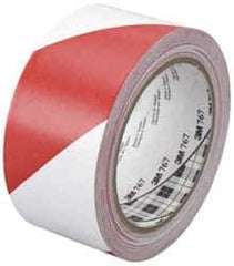 3M - Red & White Striped Vinyl Tape - 2" Wide x 108' Long x 0.005" Thick, General Traffic - All Tool & Supply