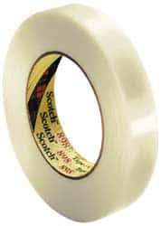 3M - 24mm x 55m Clear Rubber Adhesive Strapping Tape - Hot Melt Synthetic Rubber Resin Backing, 6.6 mil Thick, 380 Lb Tensile Strength, Series 898 - All Tool & Supply