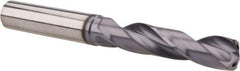 Allied Machine and Engineering - 3/8" 140° Spiral Flute Solid Carbide Screw Machine Drill Bit - Bright Finish, Right Hand Cut, 3.57" OAL, Standard Point, Straight Shank, Through Coolant - All Tool & Supply