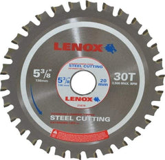 Lenox - 5-3/8" Diam, 20mm Arbor Hole Diam, 30 Tooth Wet & Dry Cut Saw Blade - Titanium Carbide-Tipped, General Purpose Action, Standard Round Arbor - All Tool & Supply