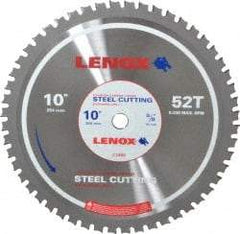 Lenox - 10" Diam, 5/8" Arbor Hole Diam, 52 Tooth Wet & Dry Cut Saw Blade - Titanium Carbide-Tipped, General Purpose Action, Standard Round Arbor - All Tool & Supply