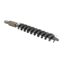 Value Collection - 1/2" Diam Helical Steel Tube Brush - Single Spiral, 0.012" Filament Diam, 3-1/2" Brush Length, 5-1/2" OAL, 1/4-20 Male Shank - All Tool & Supply