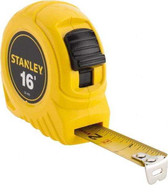 Stanley - 16' x 3/4" Yellow Blade Tape Measure - 1/32 & 1/16" Graduation, Inch Graduation Style, Yellow Case - All Tool & Supply