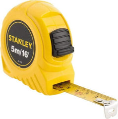 Stanley - 16' x 3/4" Yellow Blade Tape Measure - 1/32 & 1/16" & 1mm Graduation, Inch/Metric Graduation Style, Yellow Case - All Tool & Supply