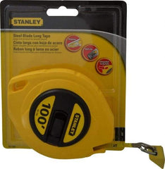 Stanley - 100' x 3/8" Yellow Blade Tape Measure - 1/8" Graduation, Inch Graduation Style, Yellow Case - All Tool & Supply