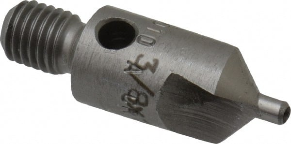 Made in USA - 1-1/8" OAL, 3/8" Head Diam, 2 Flute, 100° Incl Angle, Integral Pilot, Adjustable Stop Countersink - All Tool & Supply