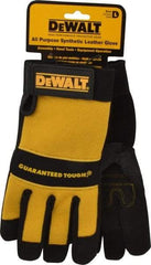 DeWALT - Size L (9) Synthetic Leather General Protection Work Gloves - For General Purpose, Uncoated, Hook & Loop Cuff, Full Fingered, Black/Yellow, Paired - All Tool & Supply