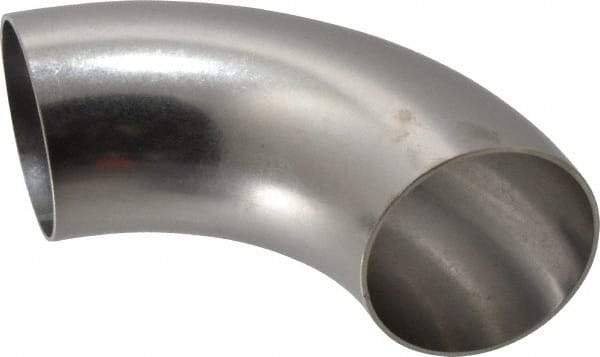 VNE - 2-1/2", Unpolished Style, Sanitary Stainless Steel Pipe 90° Elbow - Butt Weld x Butt Weld Connection, Grade 304 - All Tool & Supply