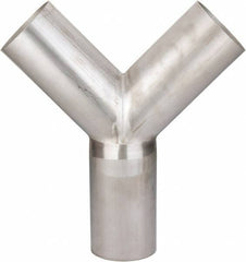 VNE - 4", Unpolished Style, Sanitary Stainless Steel Pipe True Y - Butt Weld x Butt Weld x Butt Weld Connection, Grade 304 - All Tool & Supply