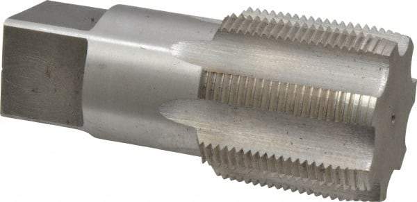 Interstate - 1-1/2 - 11-1/2 NPS Thread, 7 Flute Standard Pipe Tap - 4-1/4" OAL, 1-3/4" Thread Length, 1-1/2" Shank Diam, Bright Finish, High Speed Steel - Exact Industrial Supply