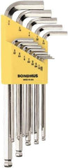 Bondhus - 13 Piece L-Key Ball End Hex Key Set - Hex Range 0.05 to 3/8", 7" OAL, Protanium High Torque Steel - All Tool & Supply