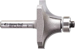 Amana Tool - 1-1/2" Cut Diam, 3/4" Length of Cut, 2 Flute Round-Over Edge Profile Router Bit - Carbide-Tipped, 1/4" Shank Diam, 2-1/4" OAL, Uncoated - All Tool & Supply