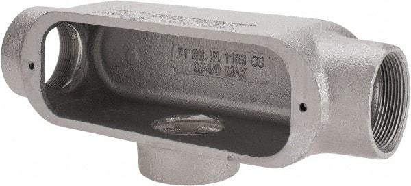 Cooper Crouse-Hinds - Form 5, T Body, 2" Trade, Rigid Malleable Iron Conduit Body - Oval, 11-1/2" OAL, 76 cc Capacity, Gray - All Tool & Supply