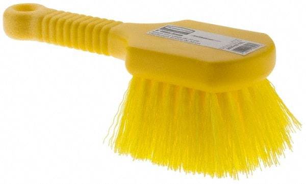 Rubbermaid - Synthetic Utility Scrub Brush - 8" OAL, Short Handle, Yellow, Plastic Block - All Tool & Supply