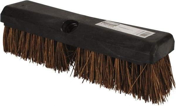 Rubbermaid - 2" Bristle Length, Palmyra Scrub Brush - 10" OAL, Tapered Handle, Brown, Plastic Block - All Tool & Supply