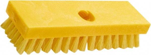 Rubbermaid - 1" Bristle Length, Polypropylene Scrub Brush - 8" OAL, Threaded Handle, Yellow, Plastic Block - All Tool & Supply